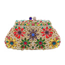 Boutique De FGG Flower Crown Minaudiere Clutch Silver Crystal Evening Handbag Women Party Prom Bag Bridal Clutches Wedding Purse