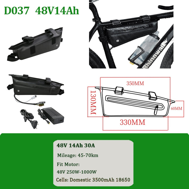 Batería LG Tesla EBike 21700 18650 paquete de batería triangular 36V 48V 52V 20Ah 24Ah 28.8Ah para Motor de 750W 500W 1000W 2000W