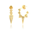 Andywen 100% 925 Sterling Silber Schwarz Emaille Schwarz Zirkon Lange Spike Creolen Piercing Ohrringe Anhänger Damen Luxus CZ Schmuck