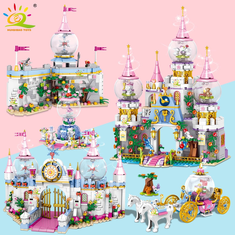 HUIQIBAO amigos Castillo de hielo princesa reina bloques de construcción conjunto de ladrillos modulares para niñas casa Palacio niños juguetes de construcción