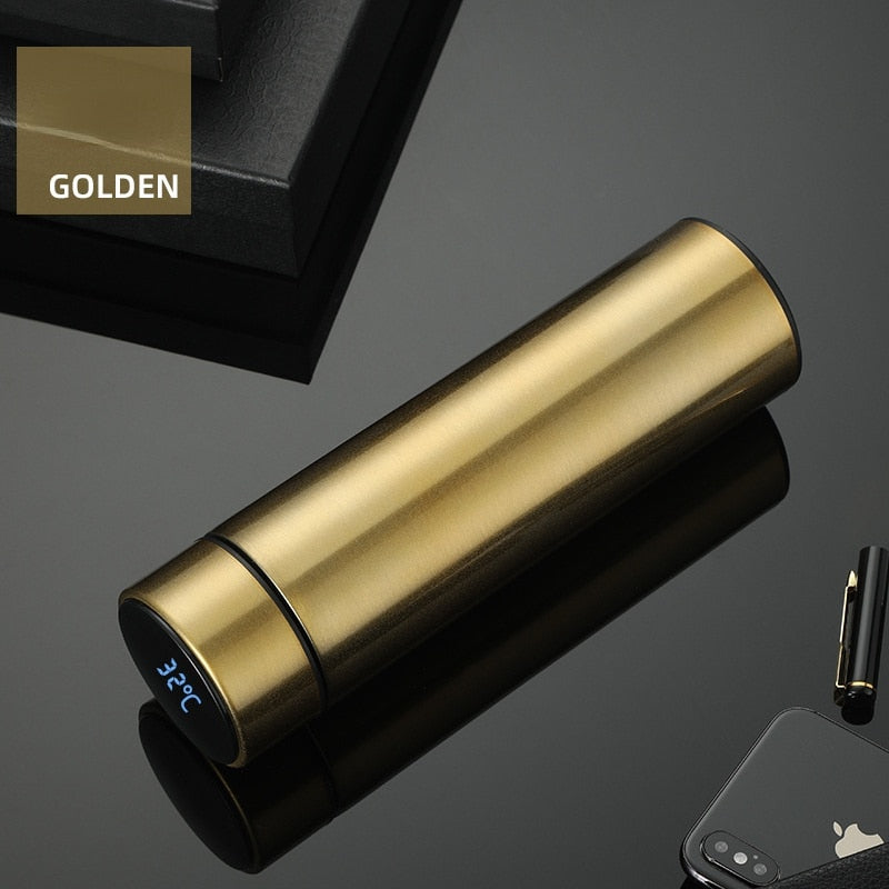 Termo LED inteligente creativo de 480ml con pantalla de temperatura, frascos de vacío, botella de agua de acero inoxidable, taza termo con logotipo personalizado