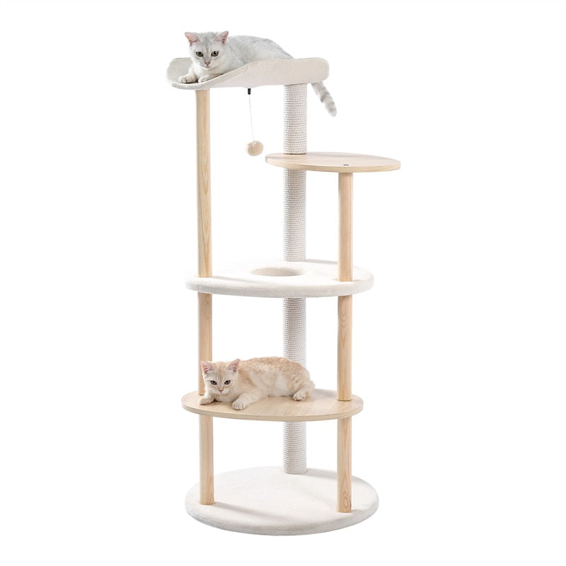 Árbol de gato de lujo, marco de escalada grande, poste de rascado multicapa, árbol de gato de Sisal resistente con bola colgante, patio de juegos Kittern