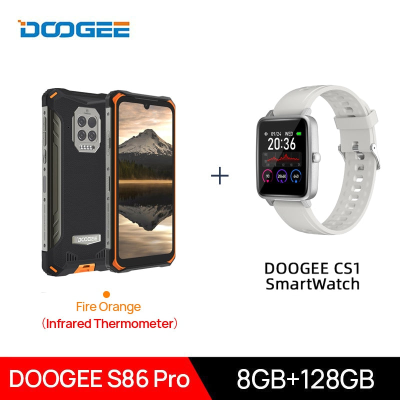 DOOGEE S86 Pro Teléfono inteligente resistente 8GB + 128GB Termómetro infrarrojo Teléfono móvil S86 Smartphone HelioP60 Octa Core 8500mAh