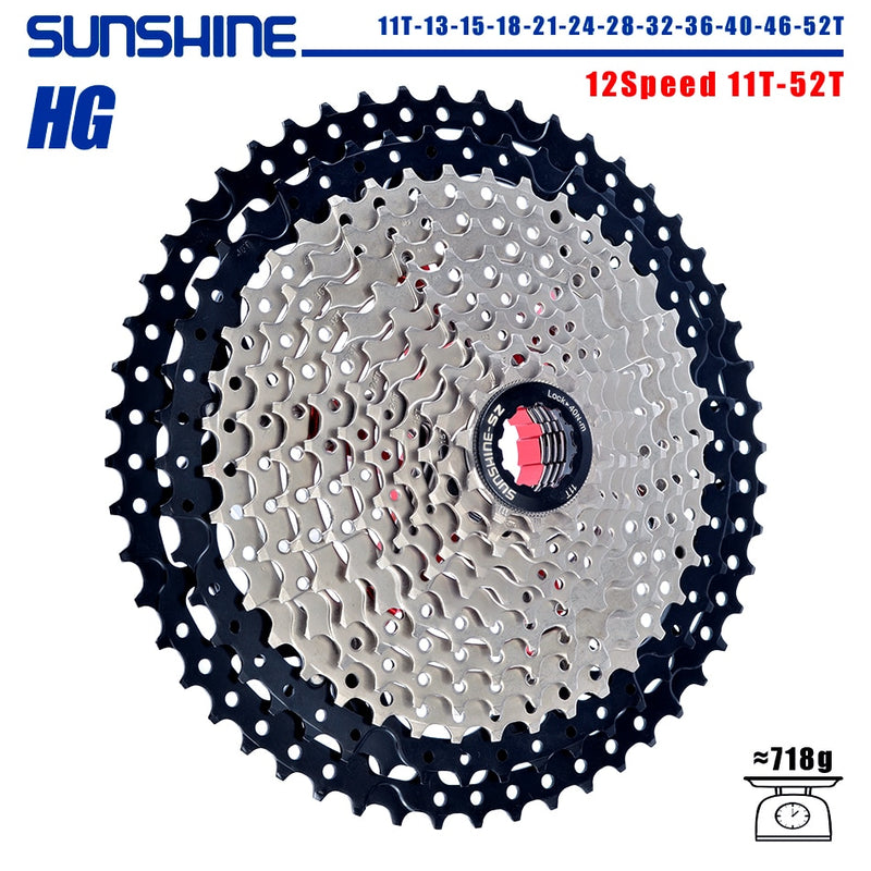 SUNSHINE Fahrradkassette 8/9/10/11/12Speed ​​Freilauf 32/36T/40T/42T/46T/50T/52T Ritzel HG Struktur Schwungrad Für SHIMANO/SRAM