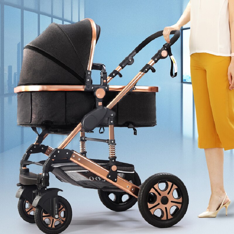 Belecoo Baby Stroller new luxury 3 in 1 travel stroller reclining car seat foldable stroller to send rain cover mother bag