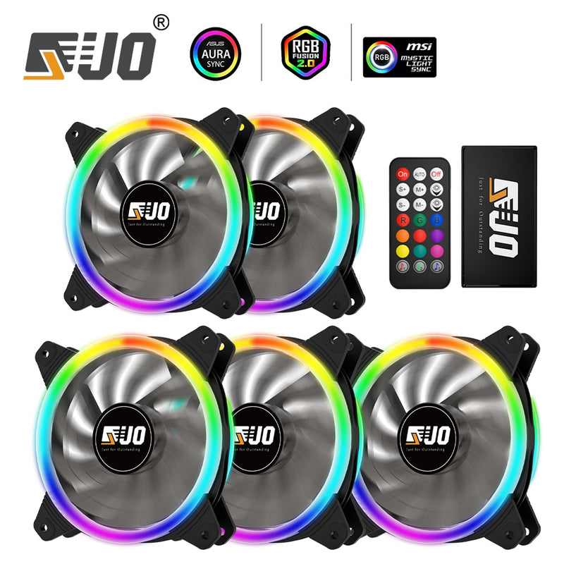 Ventilador con cubierta de PC RGB 120mm AURA SYNC 5V/3 pines silencioso CPU Cooler Sets ventilador 6 pines CPU radiador ajuste ventilador Color y velocidad