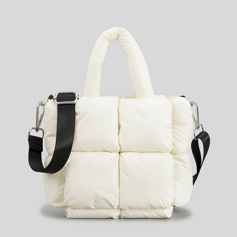 Bolsos de mano acolchados grandes a la moda, bolsos de hombro acolchados de diseñador para mujer, bolso cruzado de algodón de nailon de lujo, bolso de invierno 2022