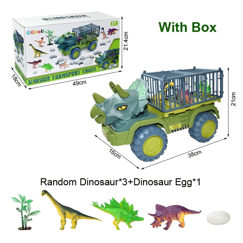Children Dinosaur Transport Car Toy Oversized Inertial Cars Carrier Truck Toy Pull Back Vehicle with Dinosaur Gift for Kids Boy