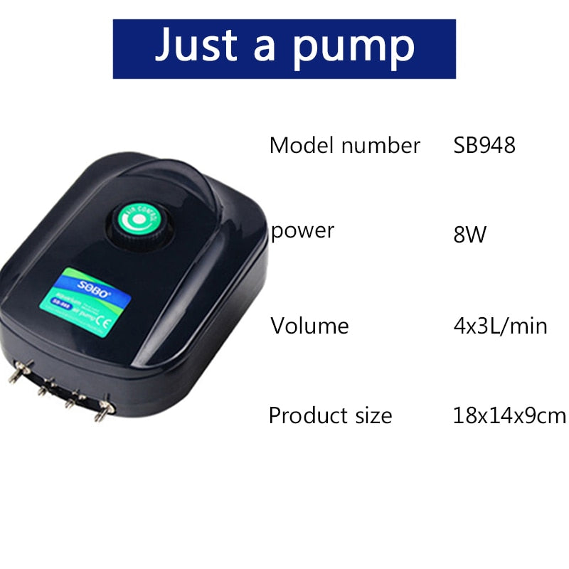 SOBO High Power 8w 12w Fish Tank Oxygen Air Pump Fish Aquarium Air Compressor Adjustable Air Flow Oxygen Pump For Fish