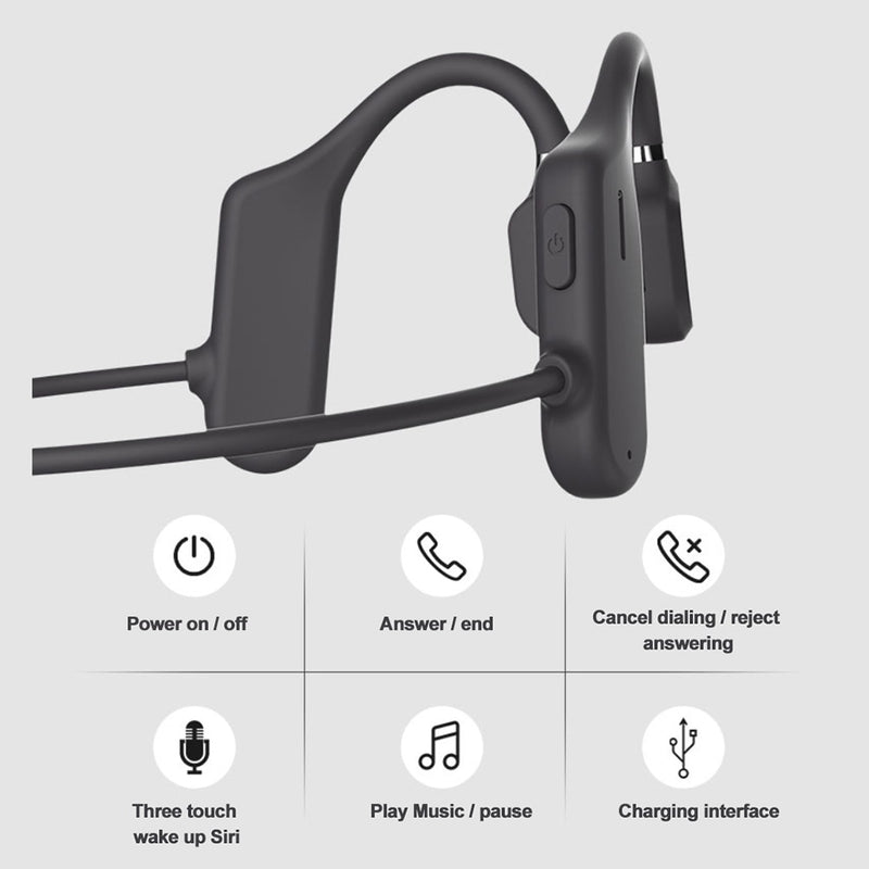 New Bone Conduction Headphones Bluetooth 5.0 Wireless Not In-Ear Headset Sweatproof Waterproof Sport Earphones 18g Earbuds