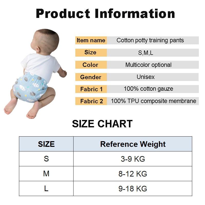 Baby Reusable Diapers Panties Potty Training Pants For Children Ecological Cloth Diaper Washable Toilet Toddler Kid Cotton Nappy