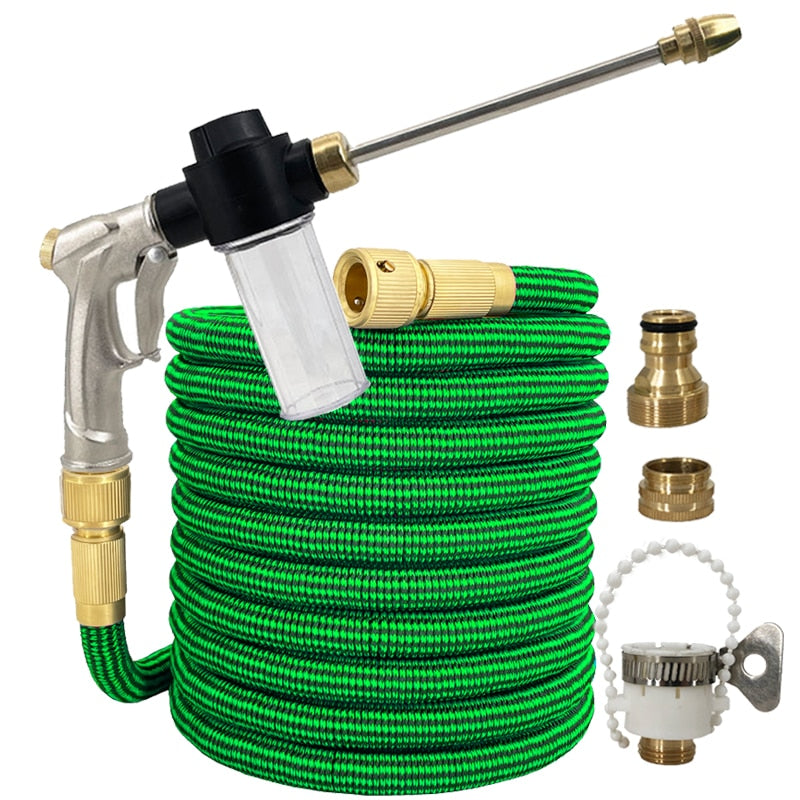 New Water Gun Garden Hose Retractable Magic Hose EU High Pressure Car Wash Hose With Metal Spray Gun Outdoor Garden Watering
