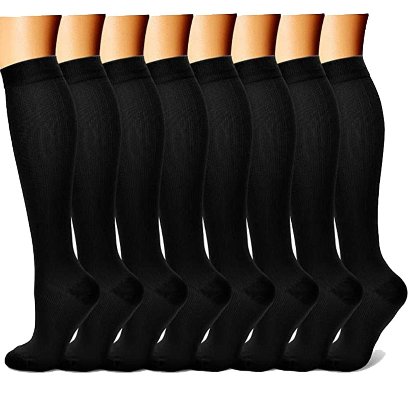8 pares de medias de compresión, paquete de calcetines para mujeres y hombres, 15-20 mmHg, soporte de circulación, correr, deporte, maratón, ciclismo, venas varicosas