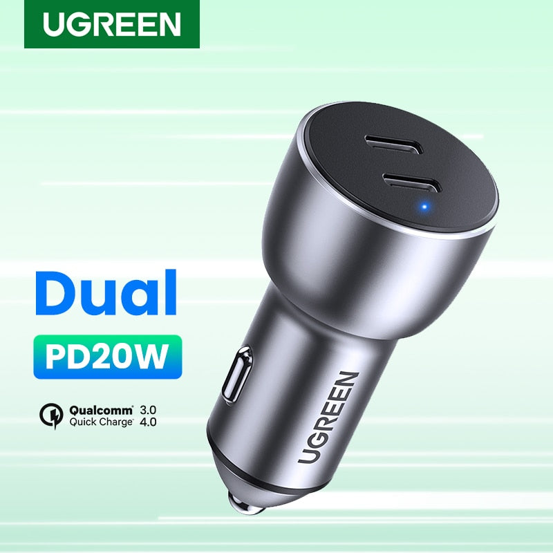 Ugreen 36W Quick Charge 4.0 3.0 QC USB Car Charger for Xiaomi QC4.0 QC3.0 Type C PD Car Charging for iPhone 11 X Xs 8 PD Charger