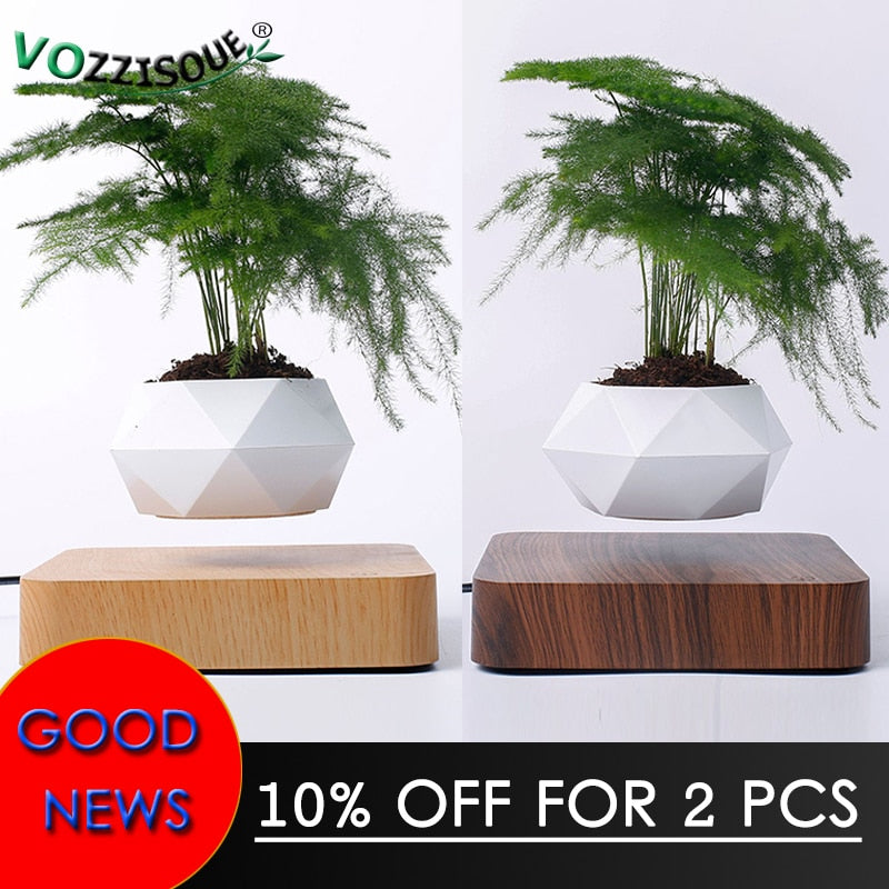 Hot Sale Levitating Air Bonsai Pot Rotation Planters Magnetic Levitation Suspension Flower Floating Pot Potted Plant Desk Decor