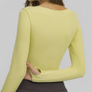 Nepoagym WIND Women Long Sleeve Cropped Top with Padded Bra Soft Yoga Top Comfortable Gym Workout Shirts