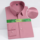 Camisa de vestir elástica antiarrugas para hombre, camisas de manga larga de fibra de bambú para hombre, Camisas sociales formales, camisas blancas sin bolsillo
