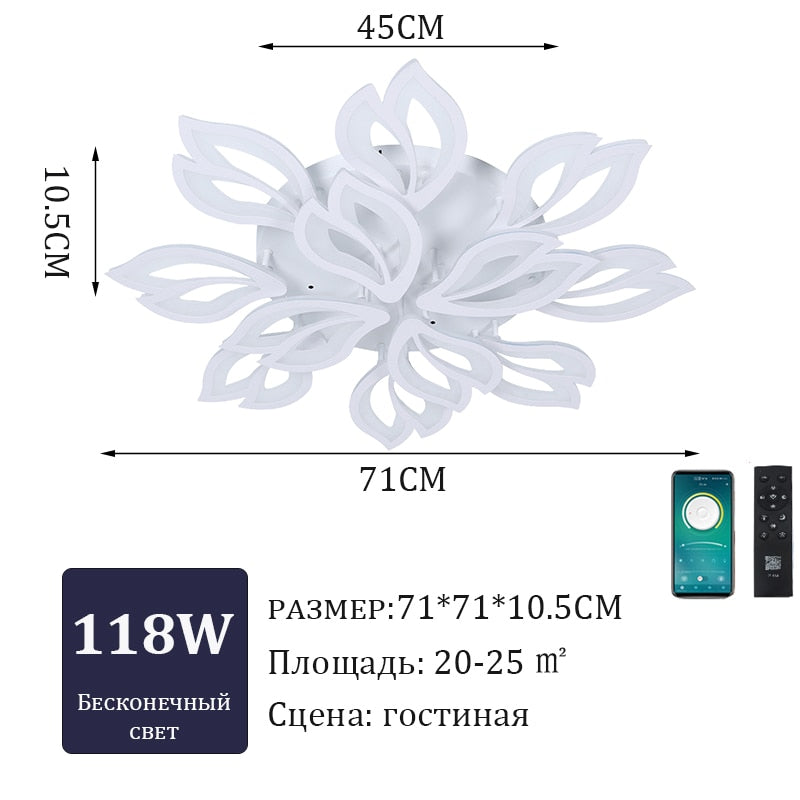 Candelabro LED para sala de estar, candelabro de techo, dormitorio, hogar, luz de techo moderna, iluminación LED, luces de Control remoto para habitación
