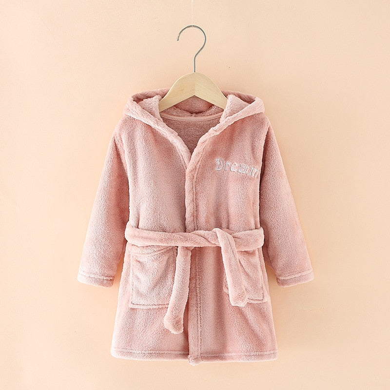 Kids Robes Winter Warm Robe For Boys Girls Child Bathrobe Fleece Bath Robe Children 2 to 8 Years Sleep Wear