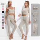 Seamless Yoga Suit Sports Set Gym Clothes Fitness Women Long Sleeve Crop Top High Waist Leggings Ribbed Workout Set Tracksuits