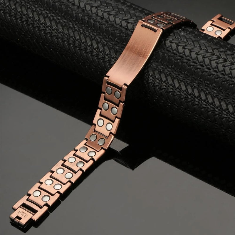 Pulsera magnética de cobre, pulseras personalizadas con nombre de identificación para hombres y mujeres, pulsera ajustable, brazalete, regalo de joyería de Metal