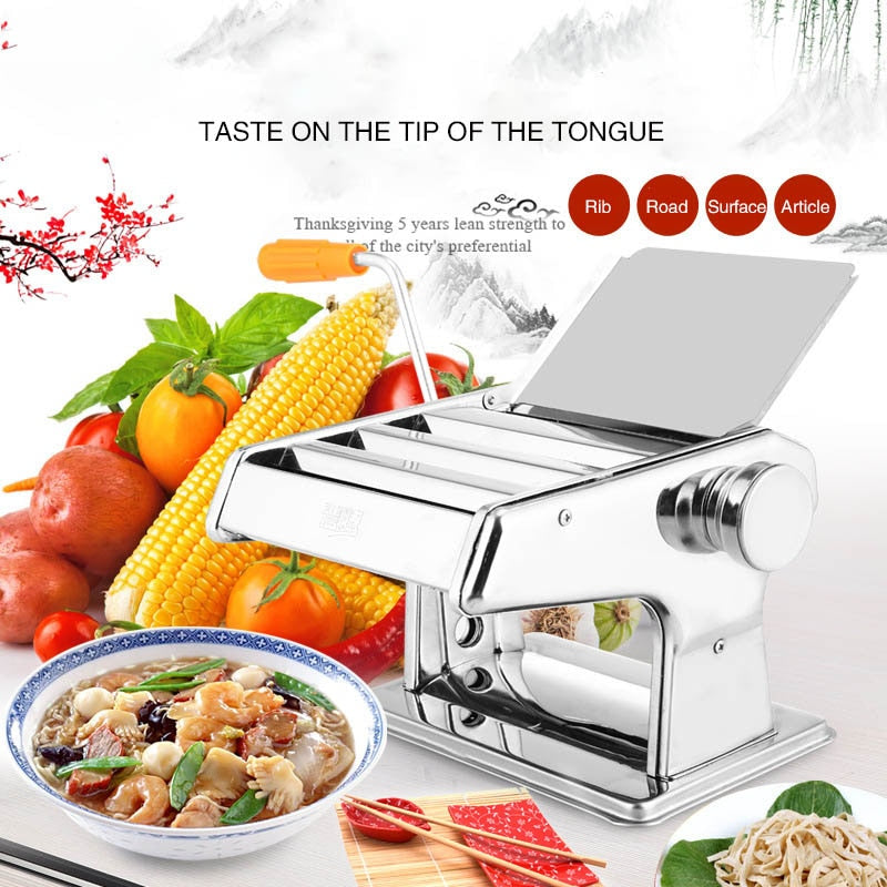 Manual Noodle Machine Small Household Pasta Machine Two Knives Noodle Maker Multi-Kinetic Stainless Steel Kitchen Tools