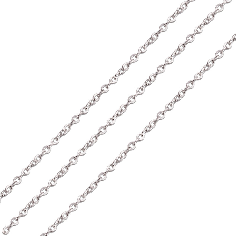 50 m/rollo 304 cadenas cruzadas de acero inoxidable cadena Rolo cadena curva para fabricación de joyería DIY pulsera collar suministros artesanales hechos a mano