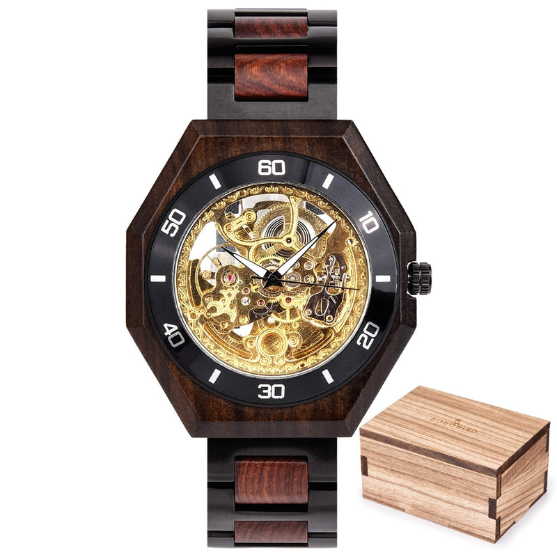 BOBO BIRD Holz Mechanische Uhr Männer Relogio Masculino Große Herrenuhren Top-Marke Luxusuhren erkek kol saati Dropshipping