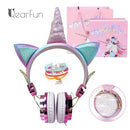Cute Unicorn Headphones 3D Stereo Music Kids Headphones With Microphone Girls Cell Phone Children&