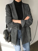 Colorfaith New 2022 Plaid Double Breasted Pockets Formal Jackets Checkered Winter Spring Women&