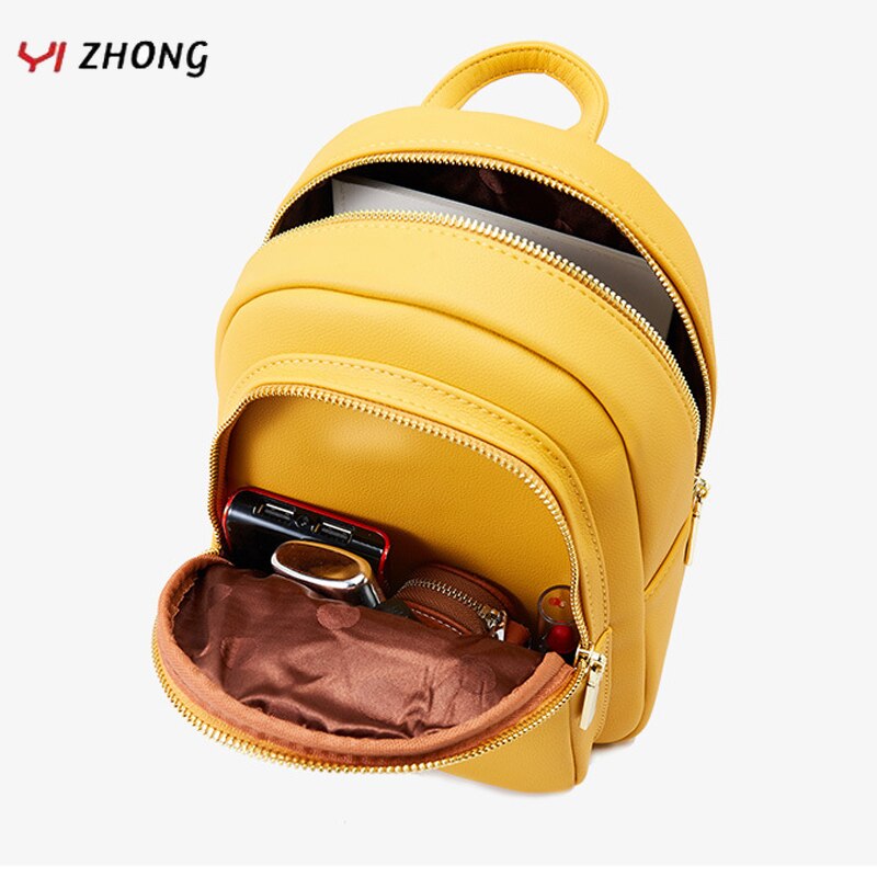 Mini Mochila de cuero YIZHONG, Mochila pequeña multifunción, monedero de diseñador, bolsos de marca famosa para mujer, bolso de hombro Simple, Mochila