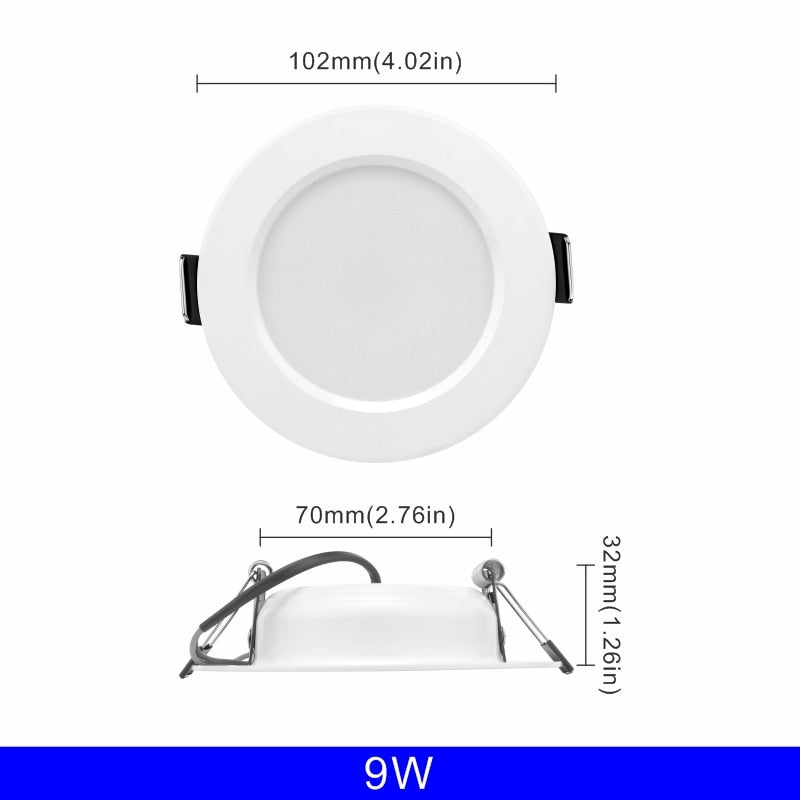 10 unids/lote de luz descendente Led de 3W, 5W, 7W, 9W, 12W, 15W, 220V, luz de techo empotrada, Panel Led redondo de 3/4/5 pulgadas, iluminación de foco descendente