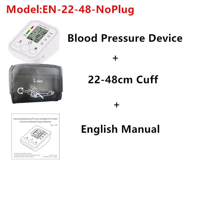 Monitor de presión arterial de brazo superior Digital Lcd automático, medidor de pulso de frecuencia cardíaca, tonómetro, esfigmomanómetros, pulsómetro