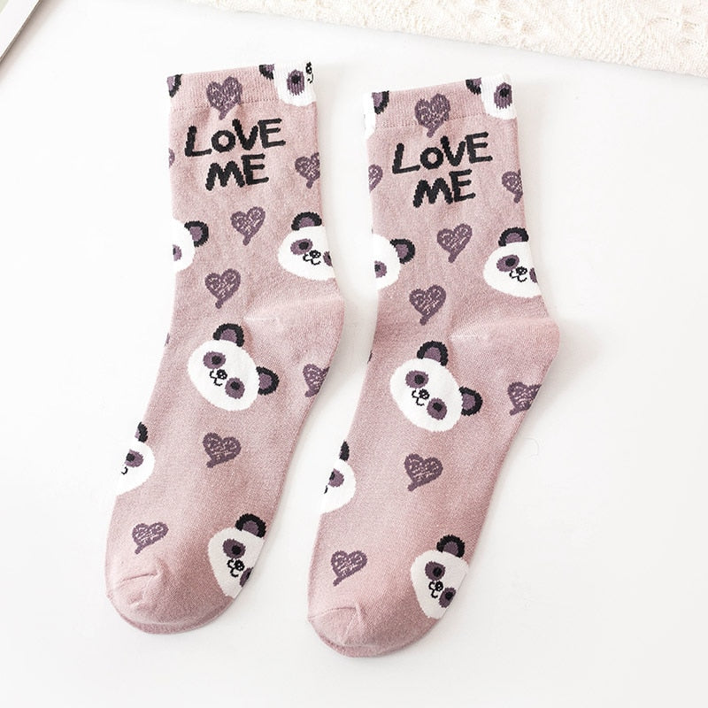 Neue Tierdruck Kawaii süße Socken koreanischen Stil Frauen Cartoon Katze Panda Baumwolle Frau Mädchen calcetines meias mulher skarpety sox