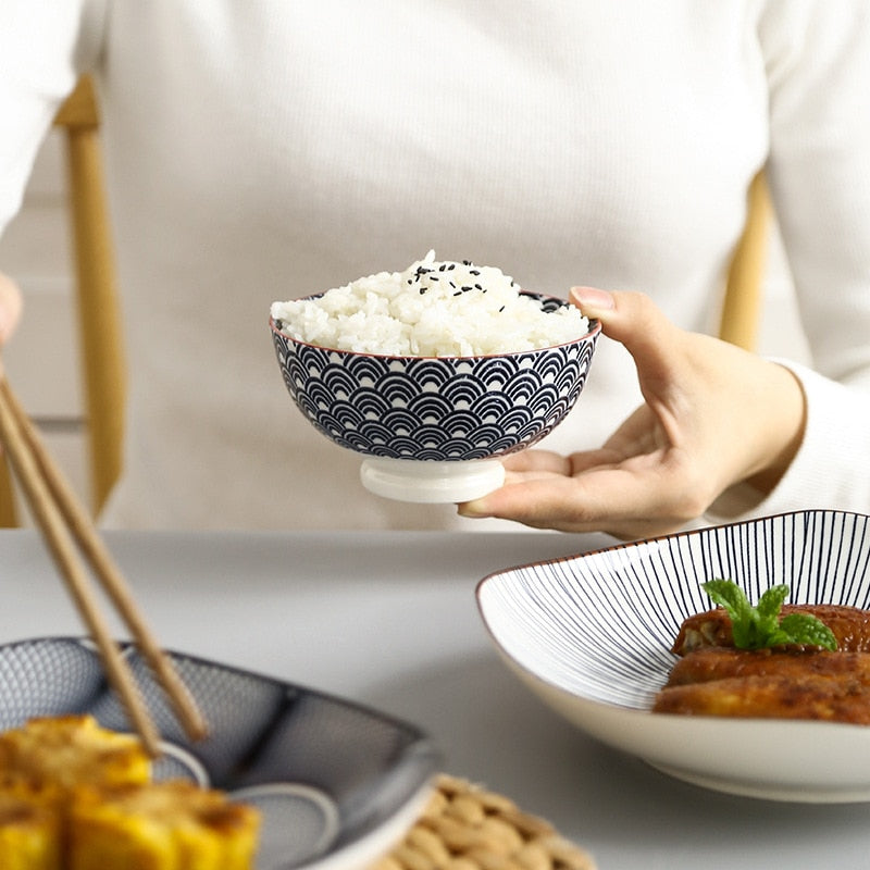 Japanese and Wind 4.5-inch Rice Bowl Ceramic Unglazed Anti-scalding Bowl European Simple Household Soup Bowl  High-legged