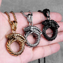 Ouroboros serpiente dragón hombres collares largos colgantes cadena Hip Hop para niño hombre Acero inoxidable joyería creatividad regalo al por mayor
