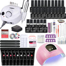 Juego de uñas Juego de manicura con 114W/120W/54W Lámpara de uñas LED 35000RPM Taladro de uñas 20/10 Color Poly Extension Nail Gel Set