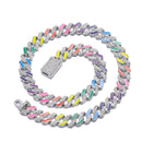 Hip Hop Iced Out Miami Zircon 15MM Bling Cuban Full Pave Strass Herren Halskette Silber Farbe Halsketten für Herren Schmuck