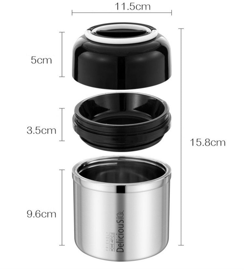 630ml Thermos Lunch Box 304 Stainless Steel Food Thermos with Container Vacuum Flask Lunch Box Thermos Cup for Women Men