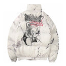 Hipster Hip Hop Padded Parkas Mens Harajuku Cartoon Bear Printed Winter Thicken Warm Streetwear Casual Loose Down Jacket Unisex