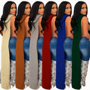 HAOYUAN Sexy Knitted Side Split Sweater Dress Sleeveless Spring Clothes for Women Y2k Outfits Birthday Party Long Maxi Dresses