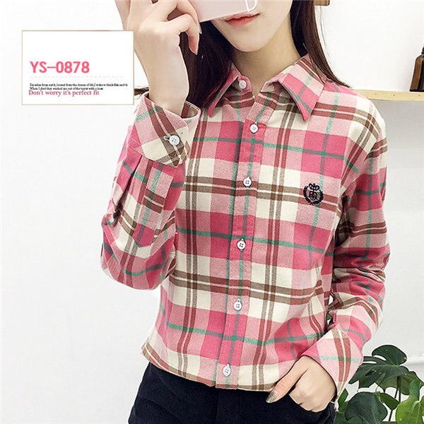 S-4XL Frauen Baumwollhemd Frühling Herbst Winter 2022 Neue Casual Langarm Gebürstet Plaid Streifen Shirts Mädchen Tops Bluse Weiblich