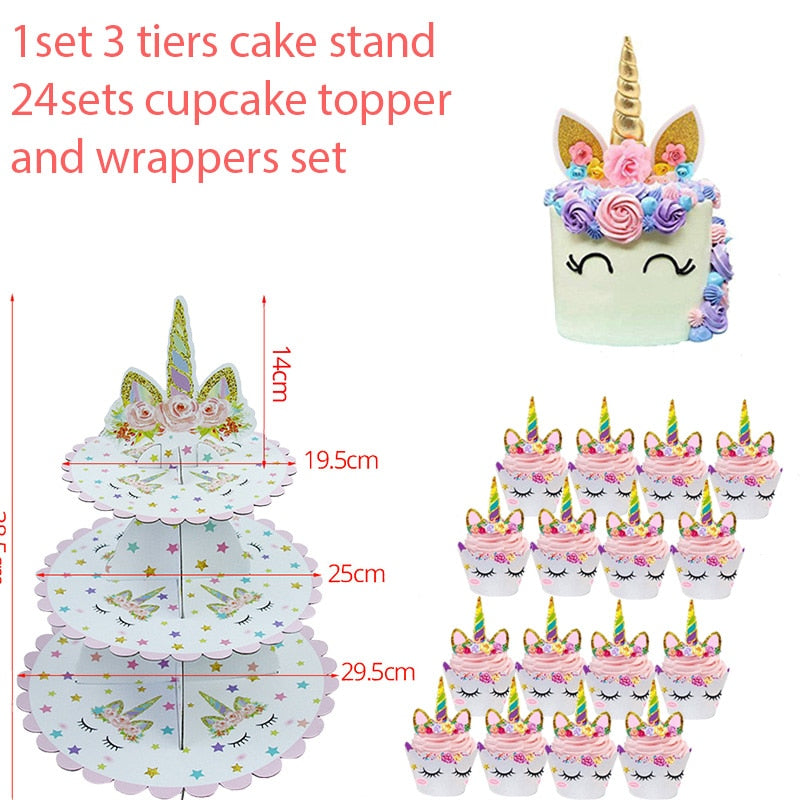 Unicorn Party Supplies Disposable Tableware Set Kids Birthday party Decoration Unicornio Decor Plates Cup Banner Baby Shower