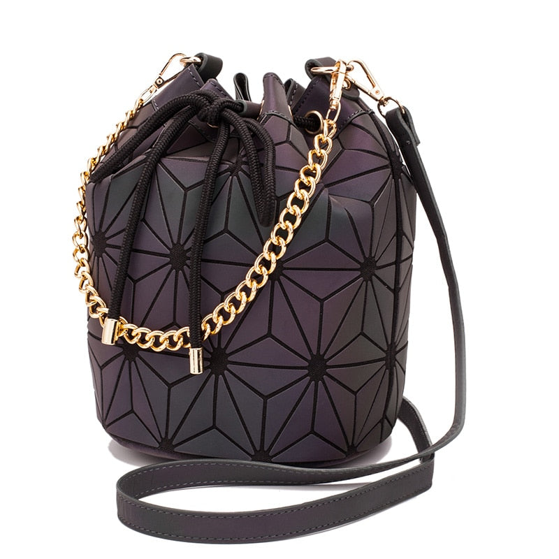 DIOMO Damentaschen Mode 2022 Trend Geometrische Reflektierende Leuchtende Eimertasche Designer Handtaschen Crossbody Umhängetaschen