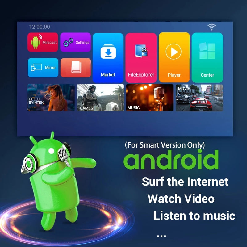 BYINTEK K20 Full HD 4K 3D 1920*1080 Android Wifi 1080P LED Video lAsEr Home Theater Projector for Smartphone Tablet PC Cinema