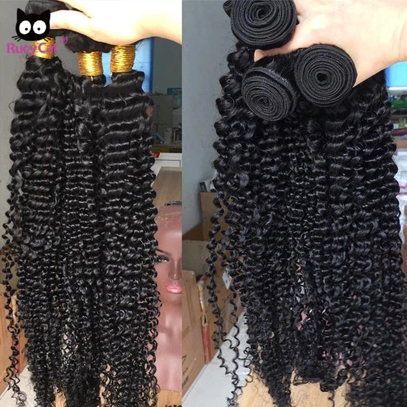 RucyCat Deep Wave Bundles 28 30 pulgadas 100% paquetes de cabello humano brasileño tejido extensiones de cabello de onda profunda paquetes de cabello humano