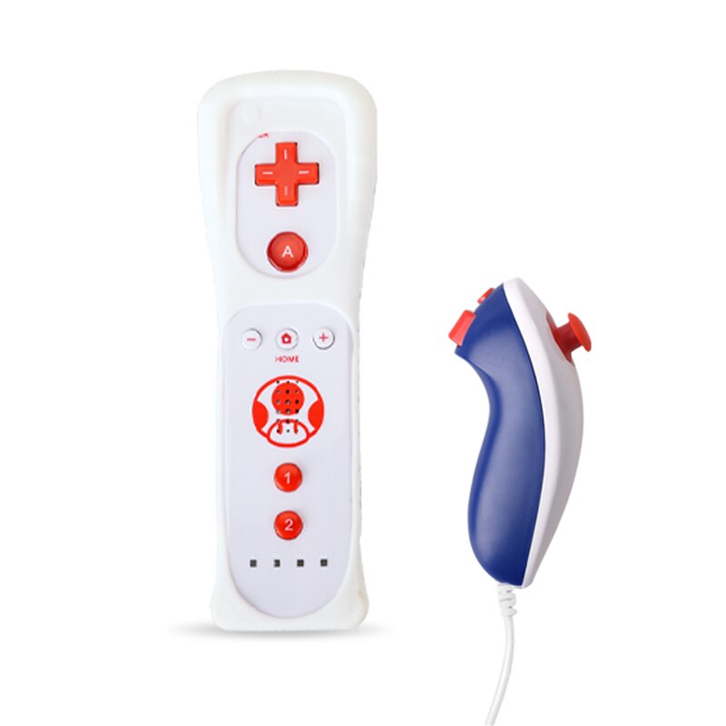 2 in 1 Wireless Remote Controller for Nunchuk Nintendo Wii Built-in Motion Plus Gamepad with Silicone Case Motion Sensor