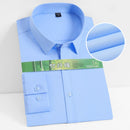 Camisa de vestir elástica antiarrugas para hombre, camisas de manga larga de fibra de bambú para hombre, Camisas sociales formales, camisas blancas sin bolsillo