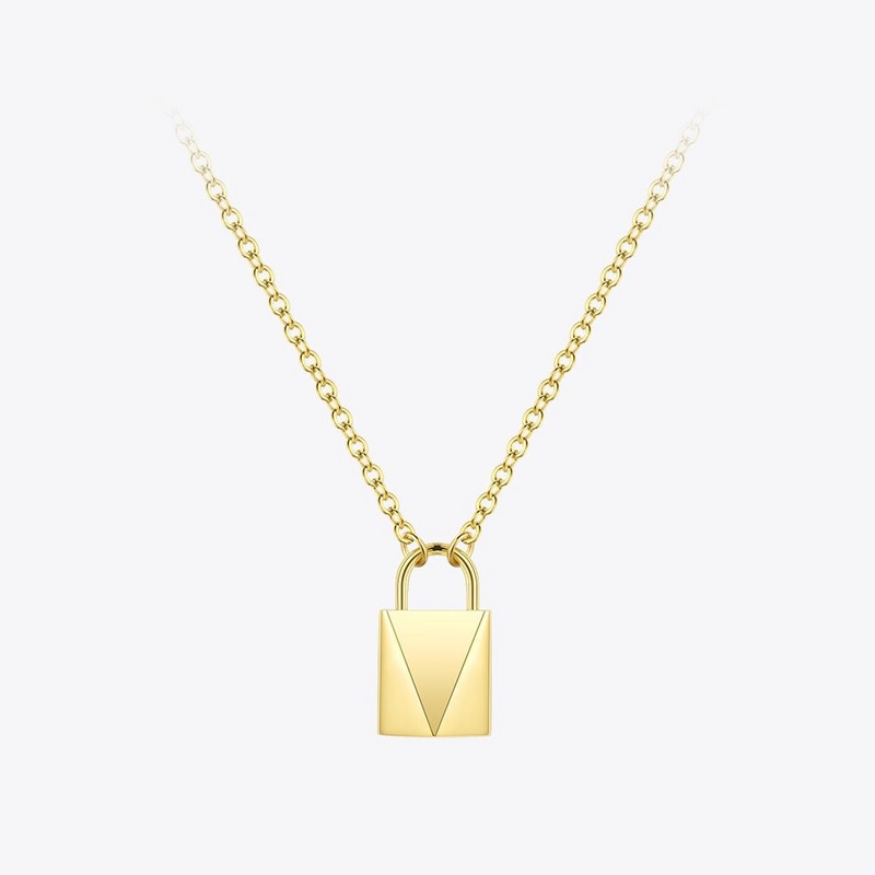 ENFASHION Cute Lock Choker Necklace Women Gold Color Stainless Steel Geometric Femme Pendant Necklaces Fashion Jewelry P193038