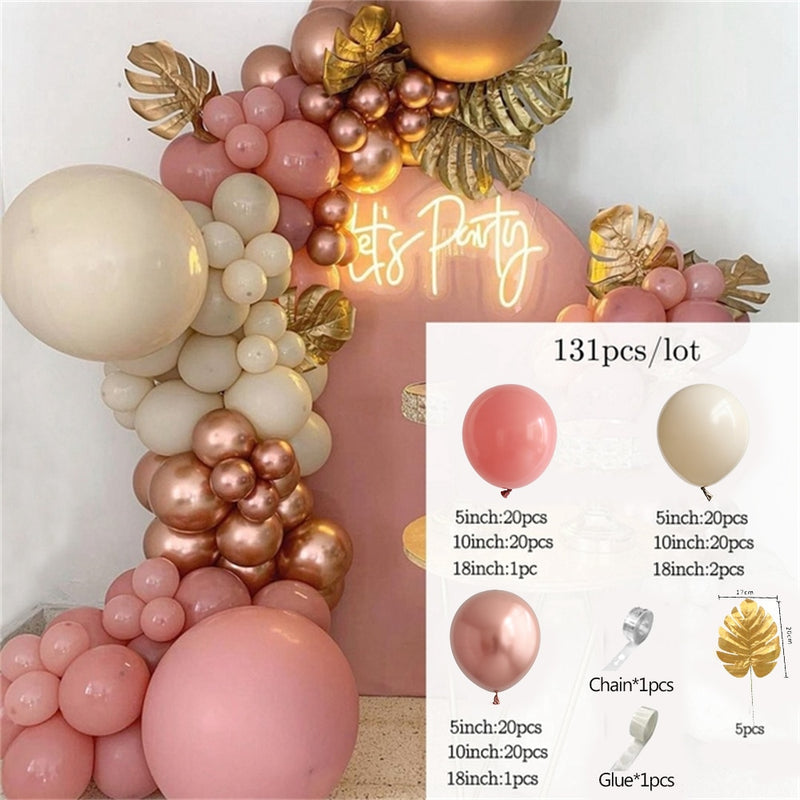 Hot Pink Ballon Girlande Arch Kit Schmetterling Aufkleber Chrome Rose Gold Latexballons für Geburtstag Hochzeit Baby Shower Dekoration